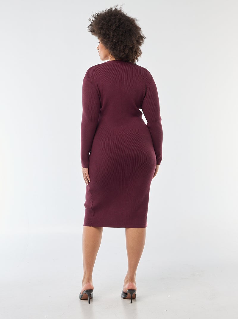 Abito midi in maglia pesante a costine stile gilet Rosso - Kiabi