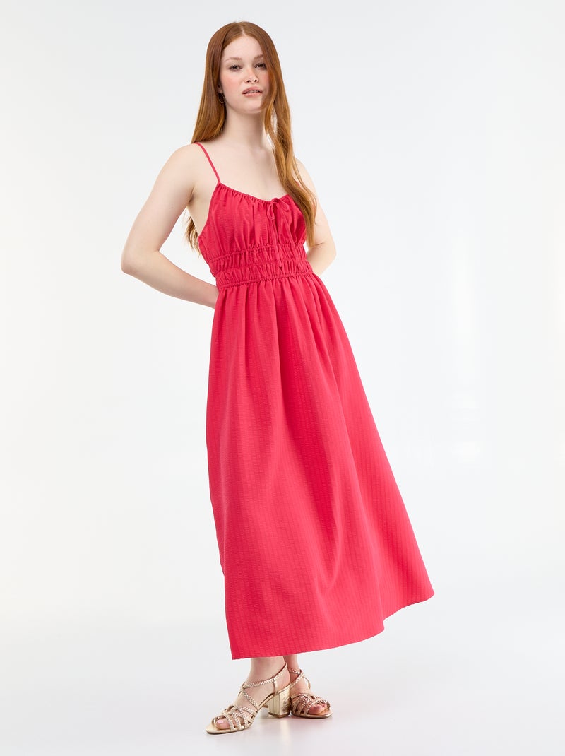 Abito midi smockato Rosa - Kiabi