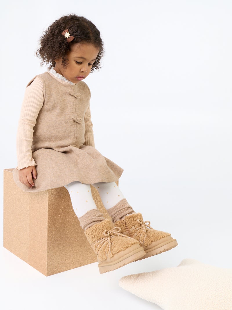 Abito senza maniche in maglia con fiocchi Beige - Kiabi