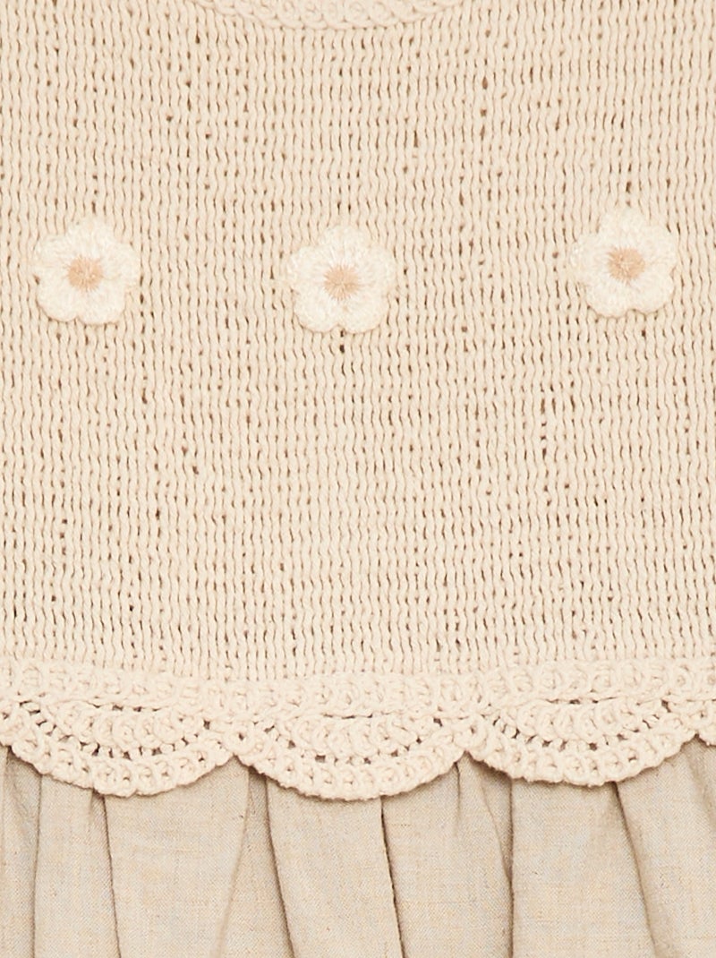 Abito smanicato con top all'uncinetto Beige - Kiabi