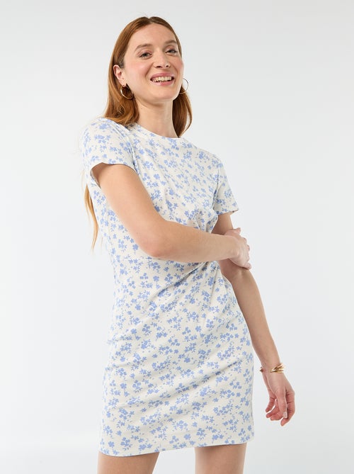 Abito t-shirt corto con fiocco fantasia - Kiabi Abito t-shirt corto con fiocco fantasia - Kiabi