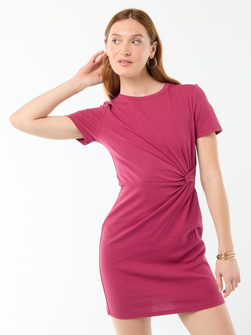 Abito T-shirt corto con nodo decorativo Rosso - Kiabi
