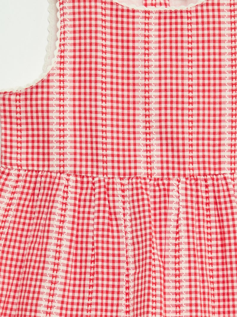 Abito vichy in garza di cotone Rosso - Kiabi