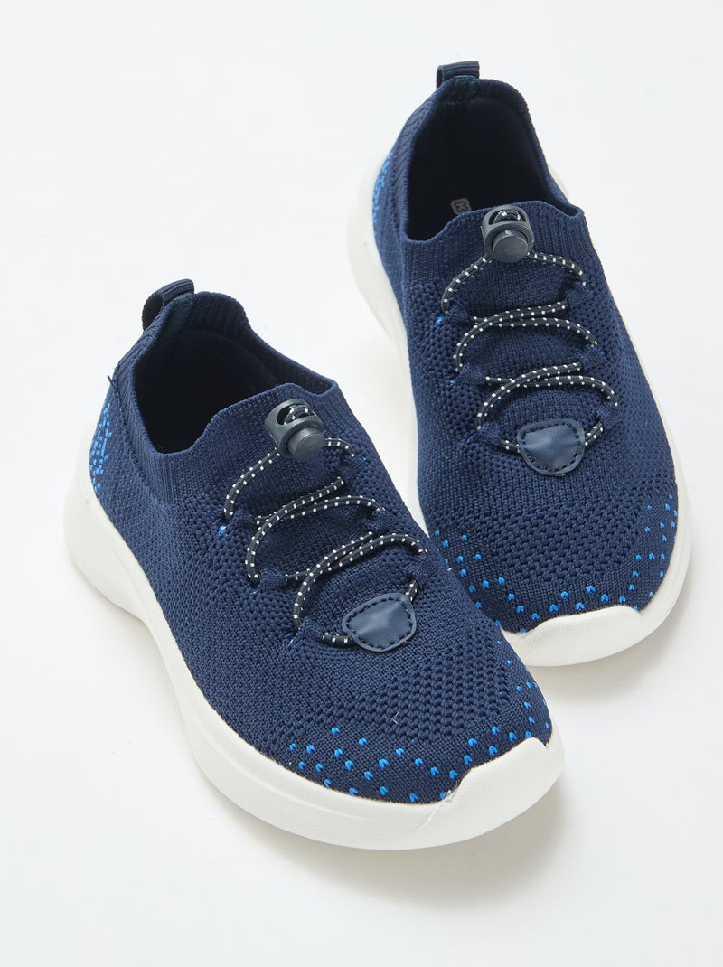 Adjustable Flyknit Sneakers with Stopper Blue - Kiabi