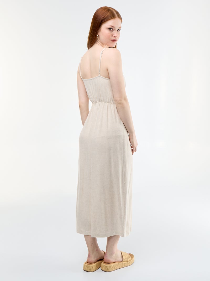 Adjustable spaghetti strap maxi dress Beige - Kiabi