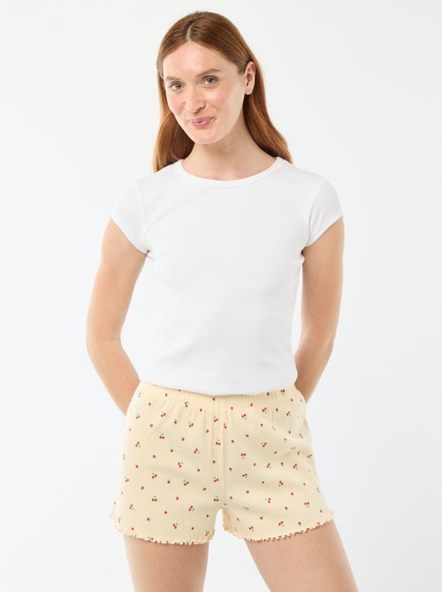 All-over 'cherry' print cotton pajama shorts - Kiabi