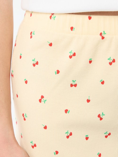 All-over 'cherry' print cotton pajama shorts - Kiabi