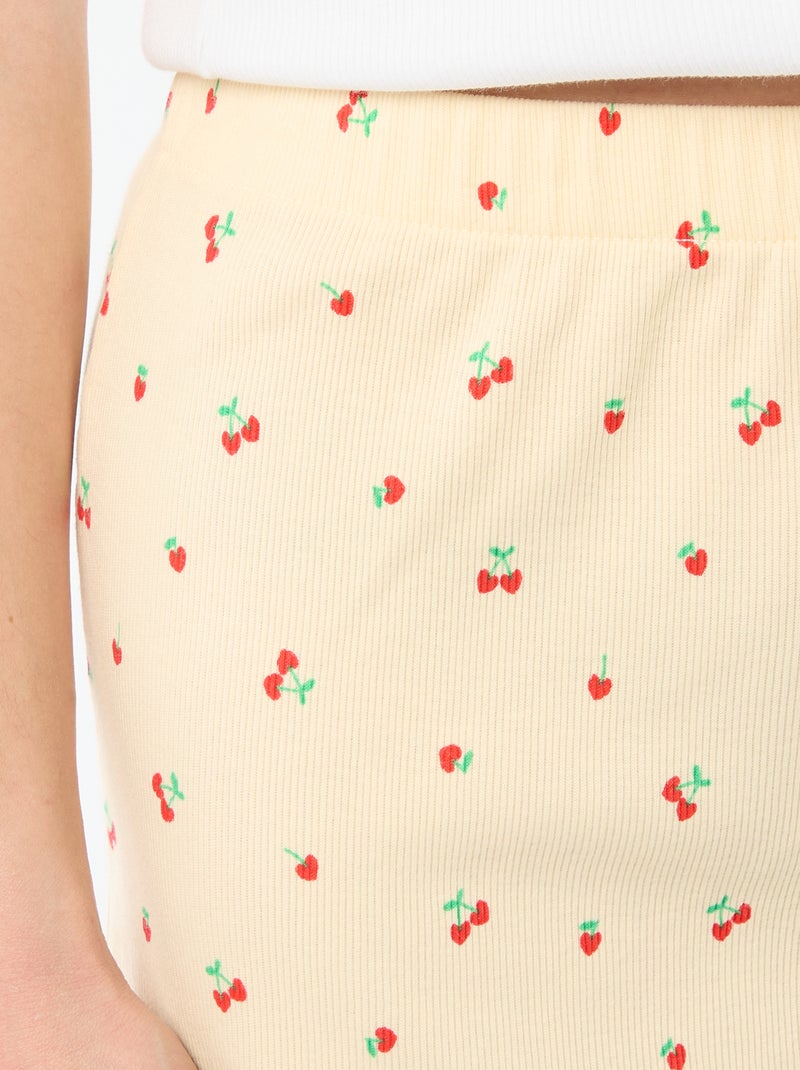 All-over 'cherry' print cotton pajama shorts Yellow - Kiabi