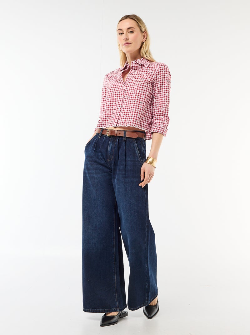 All-Over Embroidered Shirt Red - Kiabi