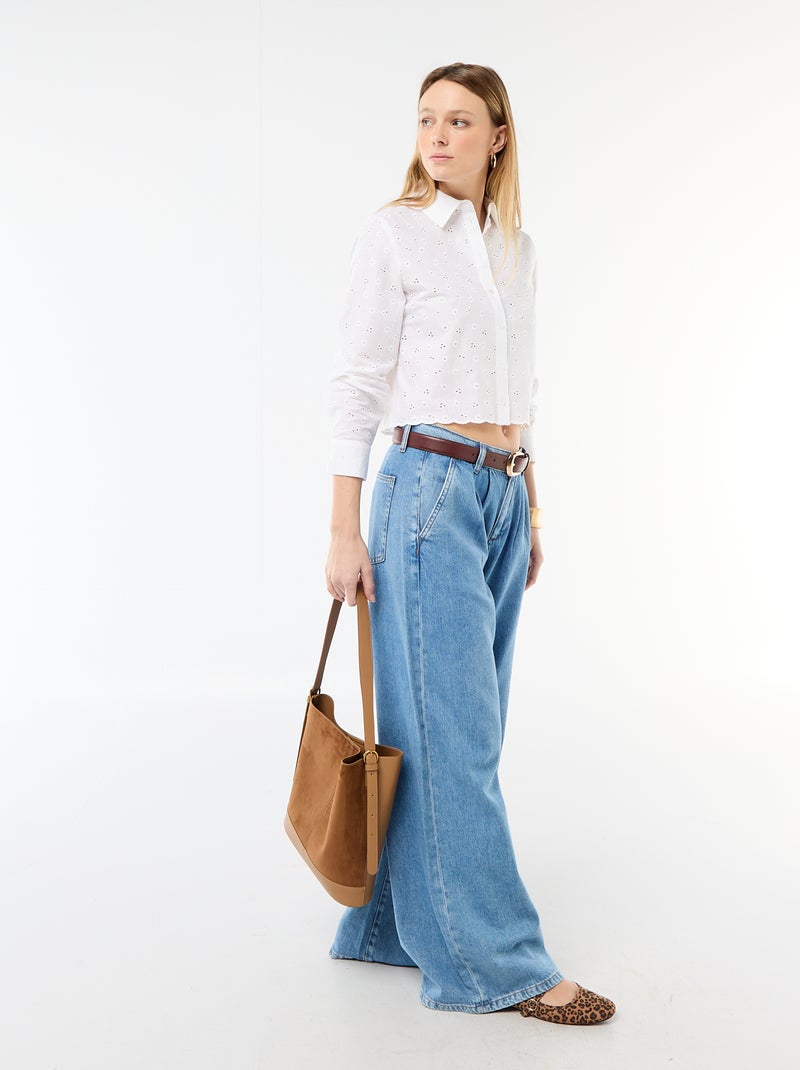 All-Over Embroidered Shirt White - Kiabi
