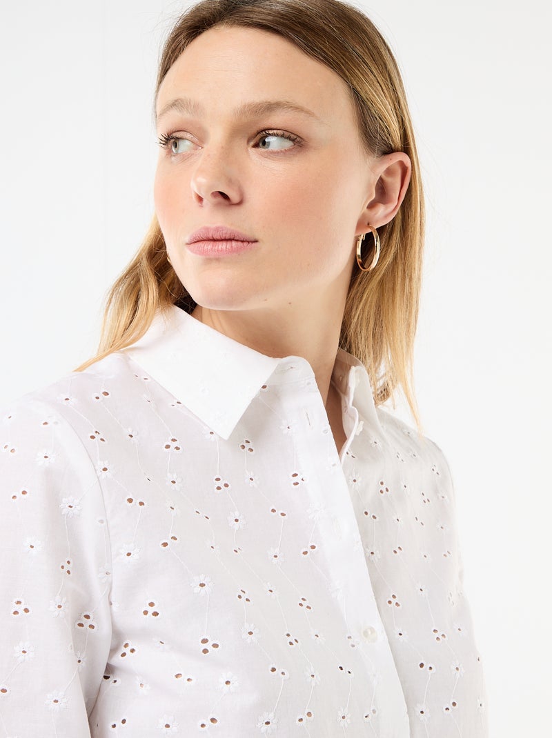 All-Over Embroidered Shirt White - Kiabi