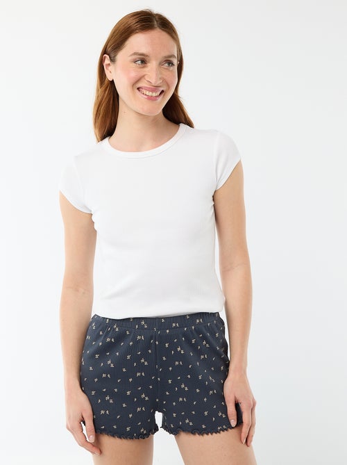 All-over 'flower' print cotton pyjama shorts - Kiabi