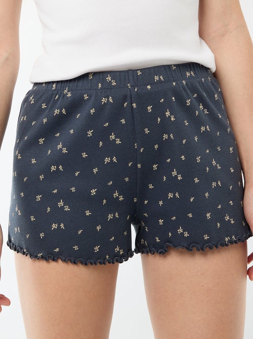 All-over 'flower' print cotton pyjama shorts - Kiabi