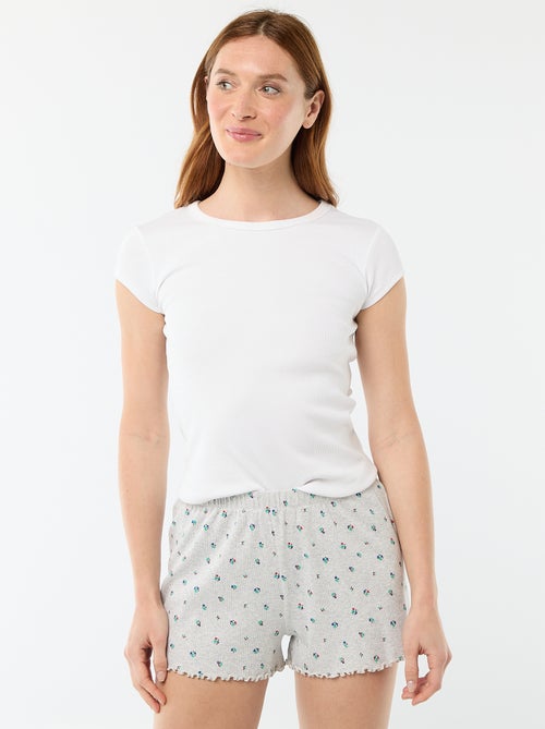 All-over 'flower' print cotton pyjama shorts - Kiabi