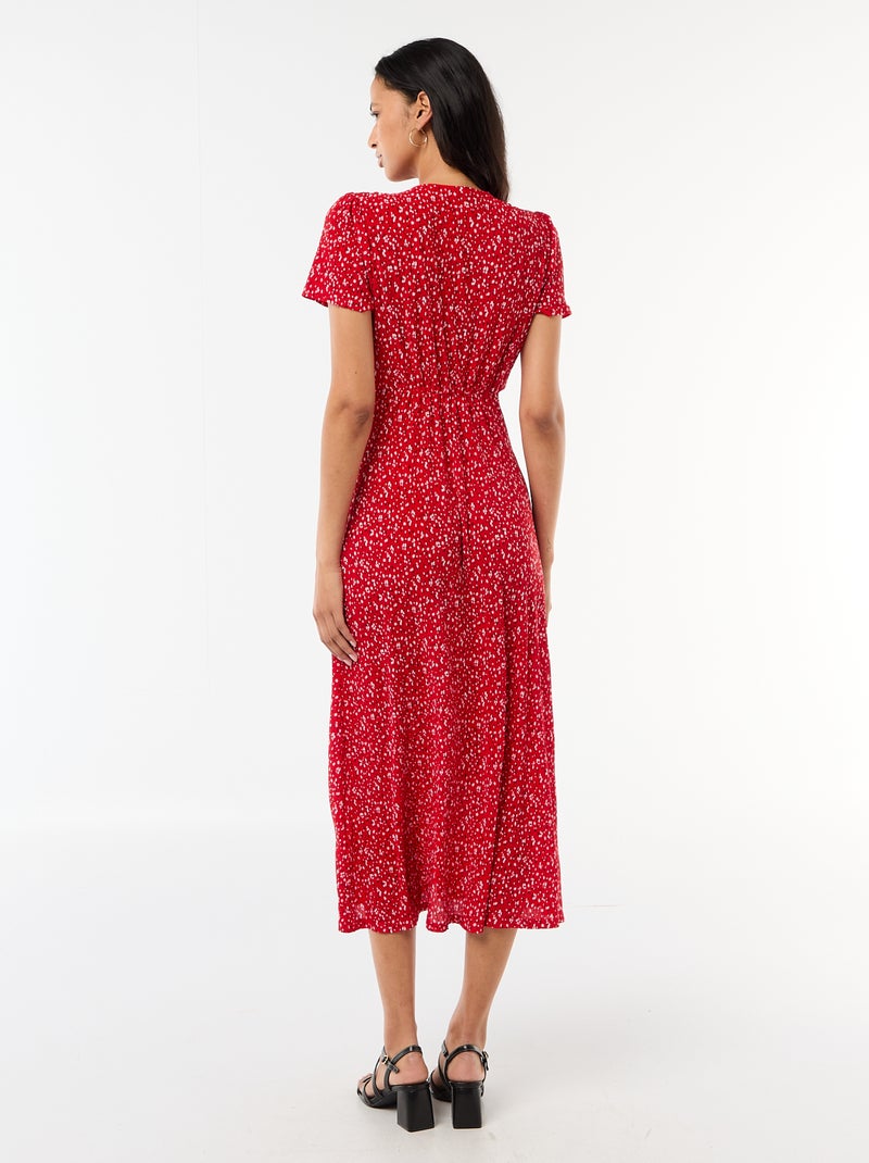 All-Over Print Fine Knit Maxi Dress Red - Kiabi