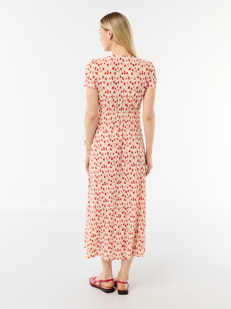 All-Over Print Fine Knit Maxi Dress White - Kiabi