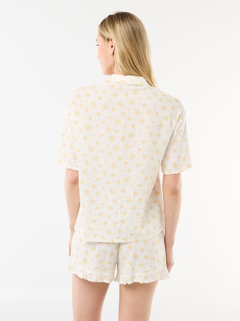 All-Over Print Pajama Top + Shorts Set White - Kiabi