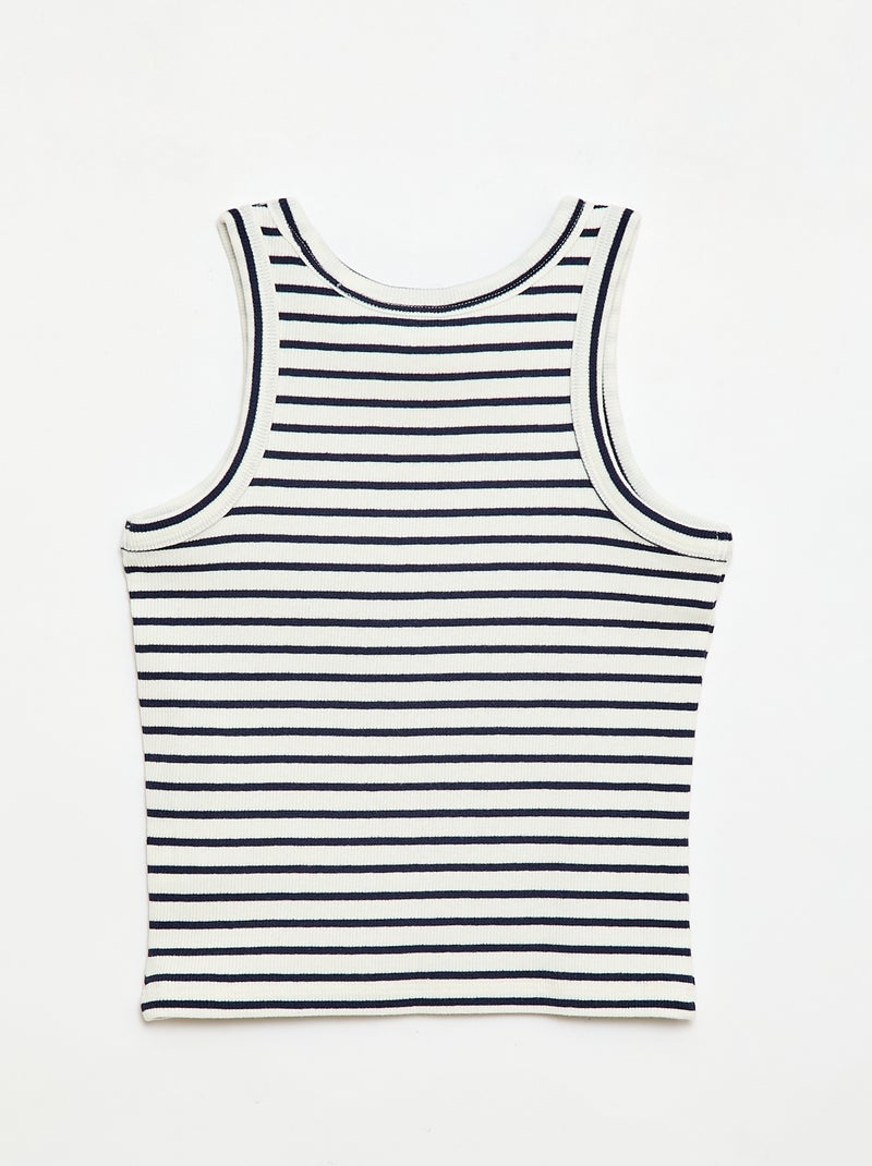 All-Over Ribbed Cotton Tank Top Blue - Kiabi