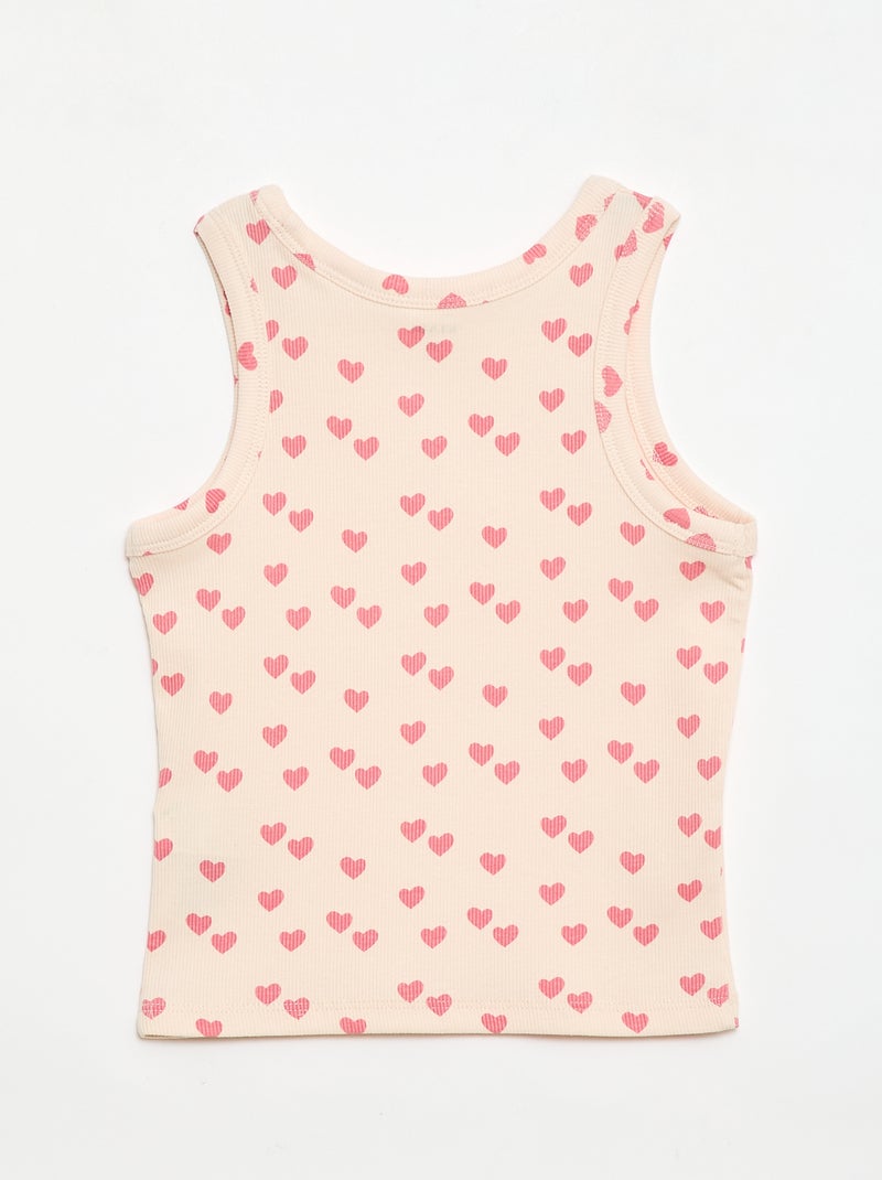 All-Over Ribbed Cotton Tank Top Pink - Kiabi