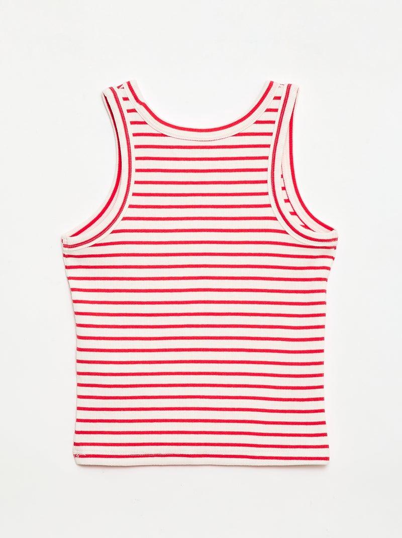 All-Over Ribbed Cotton Tank Top Red - Kiabi