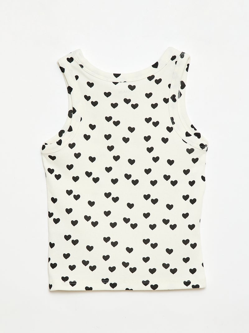 All-Over Ribbed Cotton Tank Top White - Kiabi