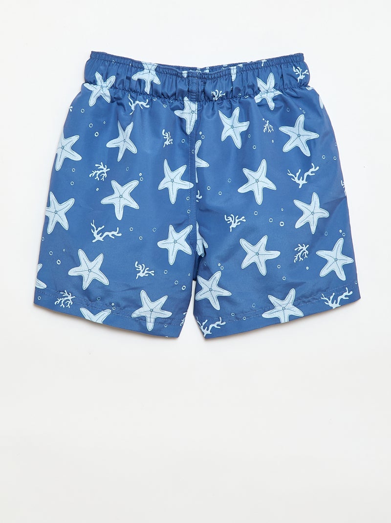 All-Over 'Sea' Print Swim Bermuda Shorts Blue - Kiabi