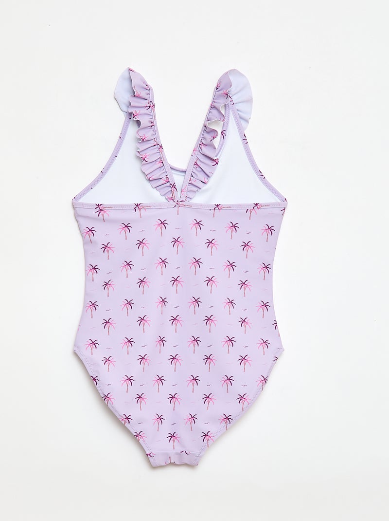 All-over tropical print swimsuit Purple - Kiabi