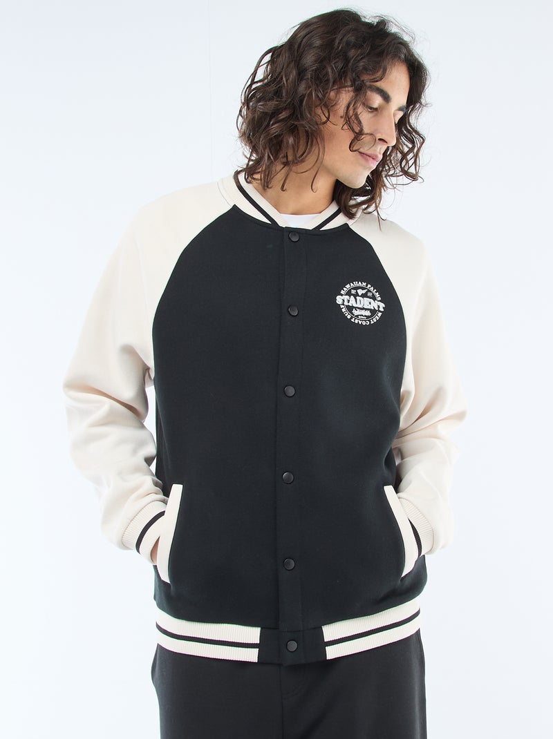 American Style Fleece Jacket Black - Kiabi