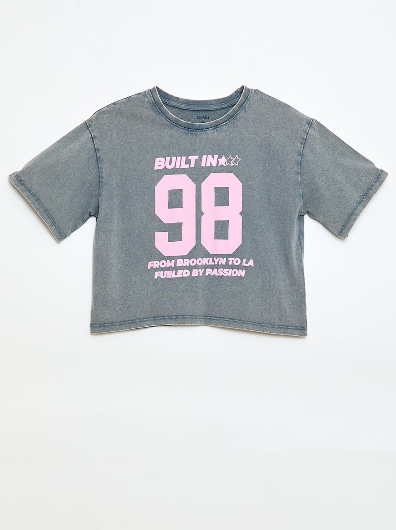 American-Style T-shirt Grey - Kiabi