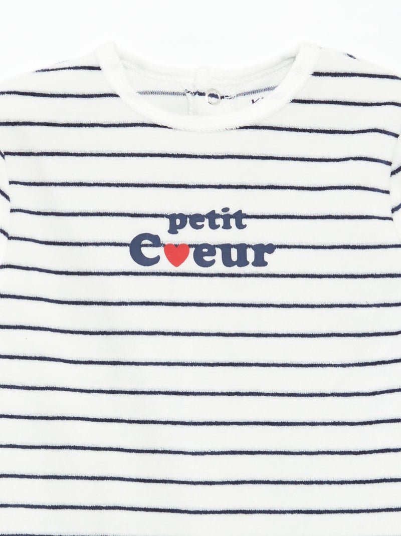 Animated Velour Sleepsuit White - Kiabi