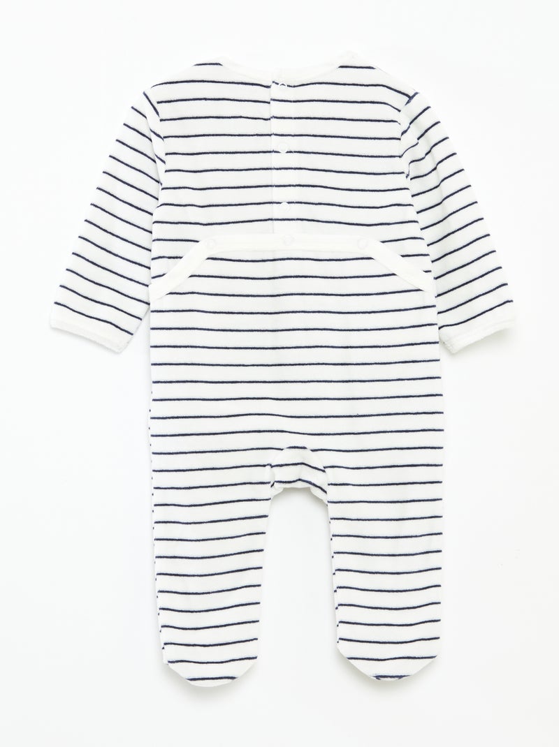 Animated Velour Sleepsuit White - Kiabi