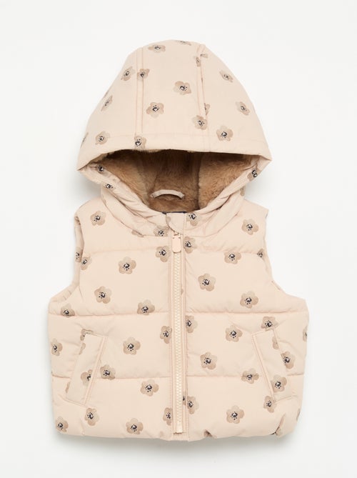 Ärmellose bedruckte Steppjacke mit Kapuze - Kiabi