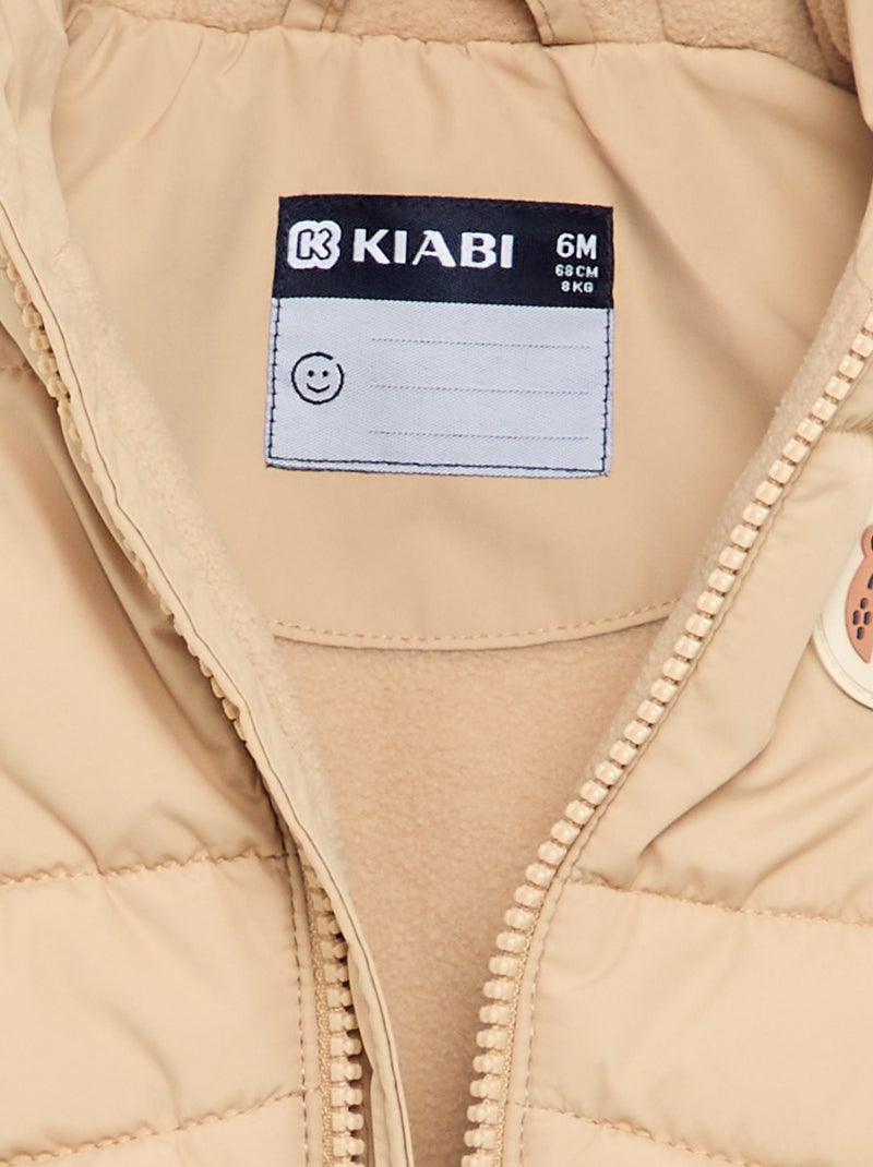 Ärmellose Steppweste mit Kapuze Beige - Kiabi