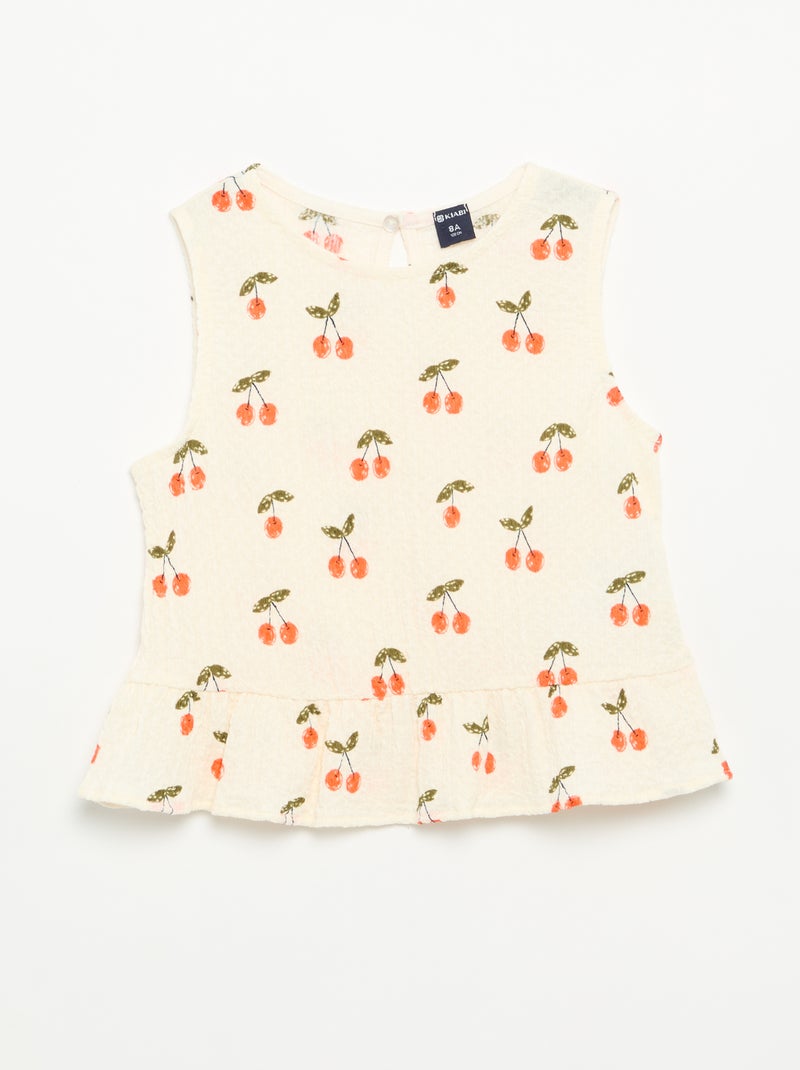 Ärmellose Waffelbluse Blanc - Kiabi