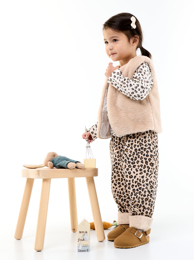 Ärmellose Weste aus Kunstfell Beige - Kiabi