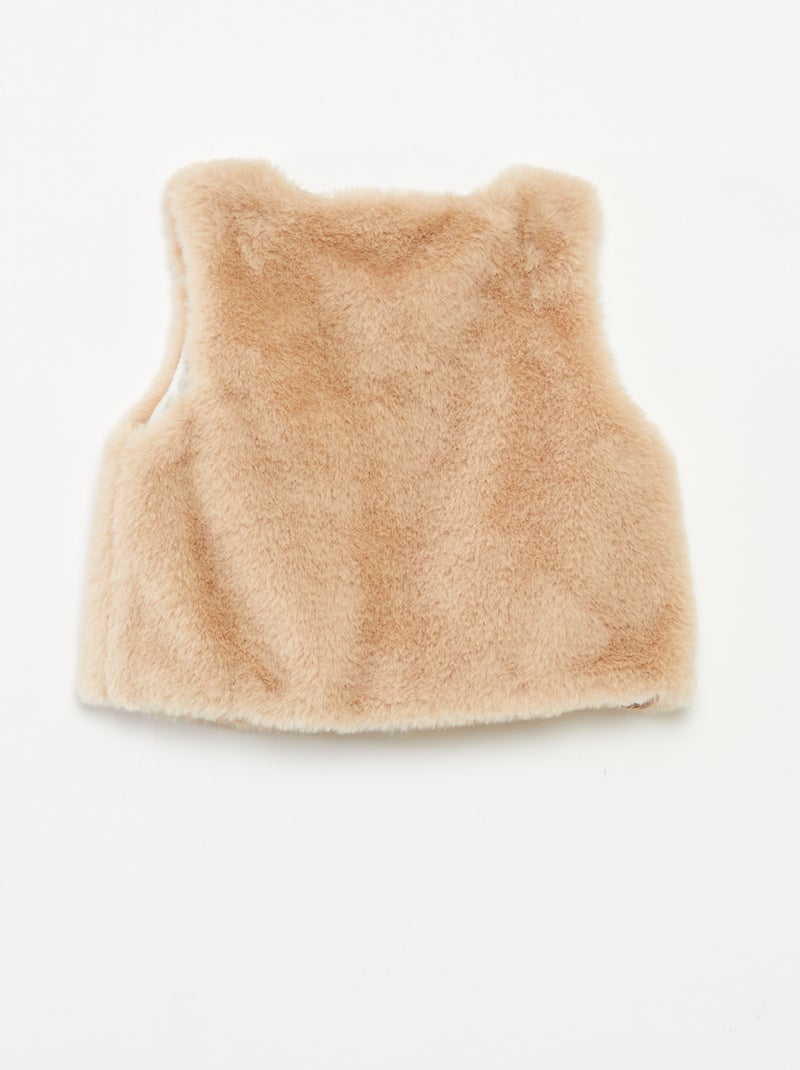 Ärmellose Weste aus Kunstfell Beige - Kiabi
