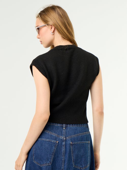 Ärmelloser Grobstrickpullover - Kiabi