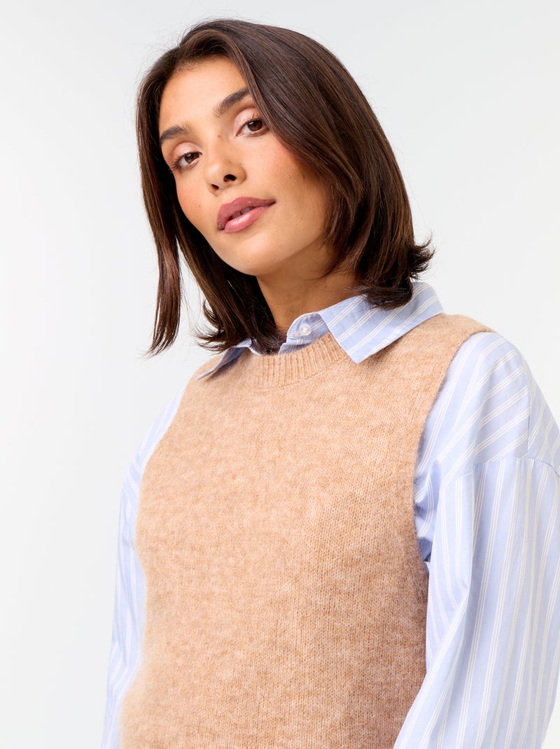 Ärmelloser Mohair-Pullover Beige - Kiabi
