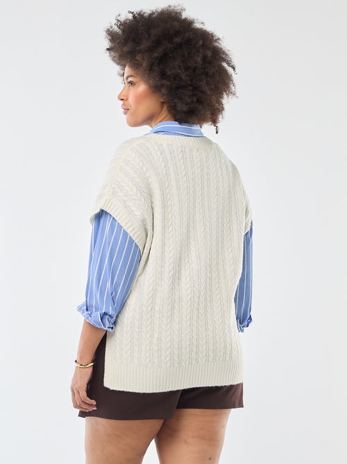 Ärmelloser Pullover aus grobem Zopfstrick - Kiabi