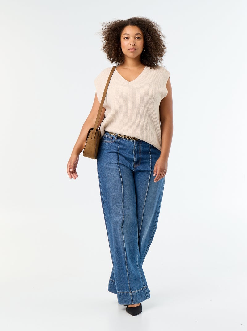 Ärmelloser Pullover mit goldenen Schmuckapplikationen Beige - Kiabi