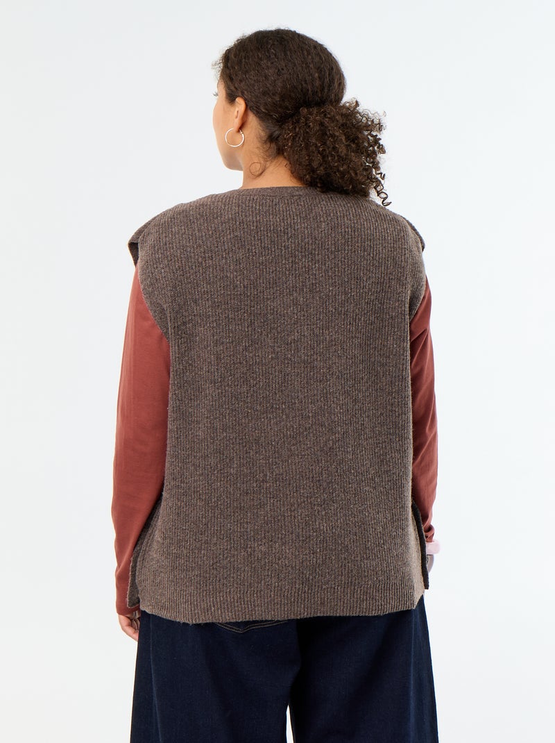 Ärmelloser Pullover mit goldenen Schmuckapplikationen Braun - Kiabi