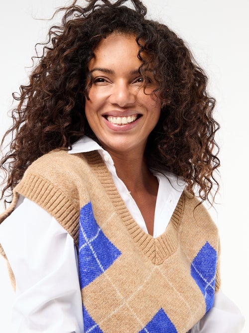Ärmelloser Pullover mit Rautenmuster - Kiabi