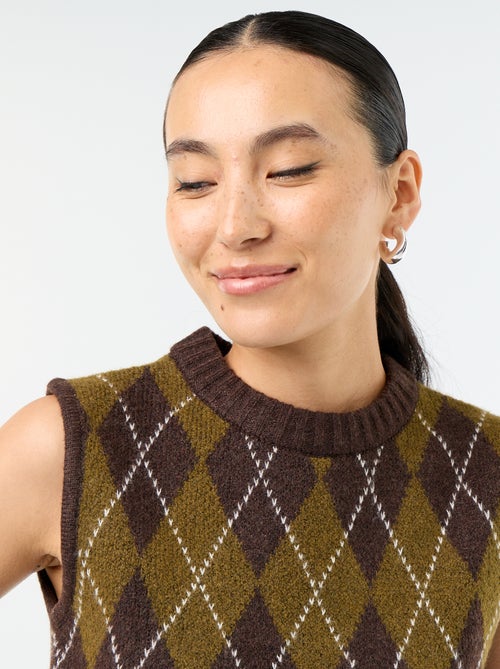 Ärmelloser Pullover mit Rautenmuster - Kiabi