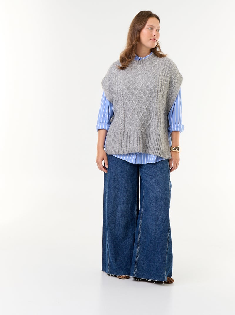 Ärmelloser Pullover mit seitlichem Bindedetail Gris - Kiabi