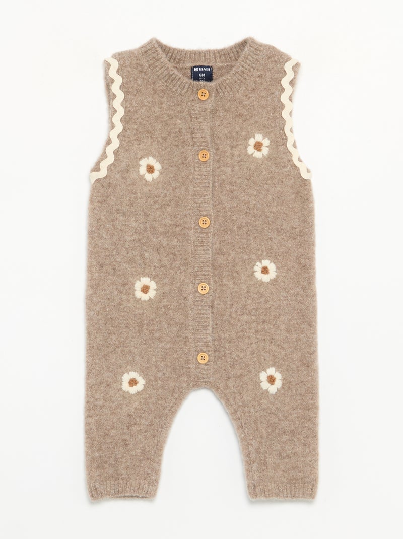 Ärmelloser Strick-Overall Beige - Kiabi