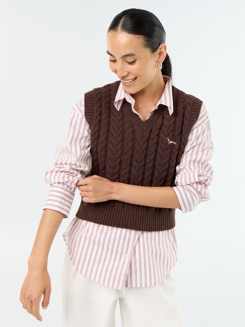Ärmelloser Zopfmusterpullover - Kiabi
