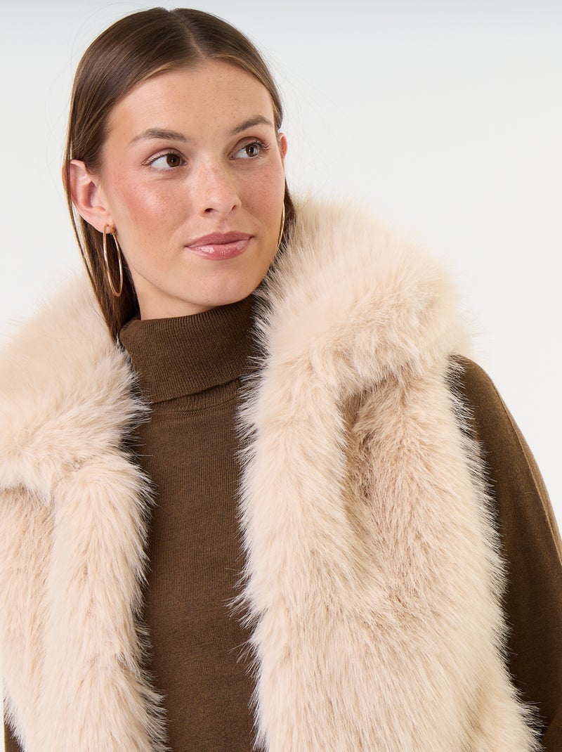 Ärmelloses Gilet aus Kunstfell Beige - Kiabi