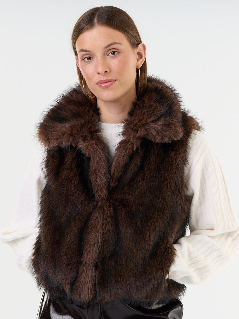 Ärmelloses Gilet aus Kunstfell Braun - Kiabi