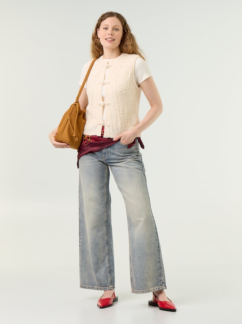 Ärmelloses Gilet mit Wellenkanten Beige - Kiabi