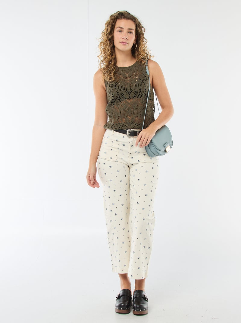 Ärmelloses Häkel-Top Khaki - Kiabi